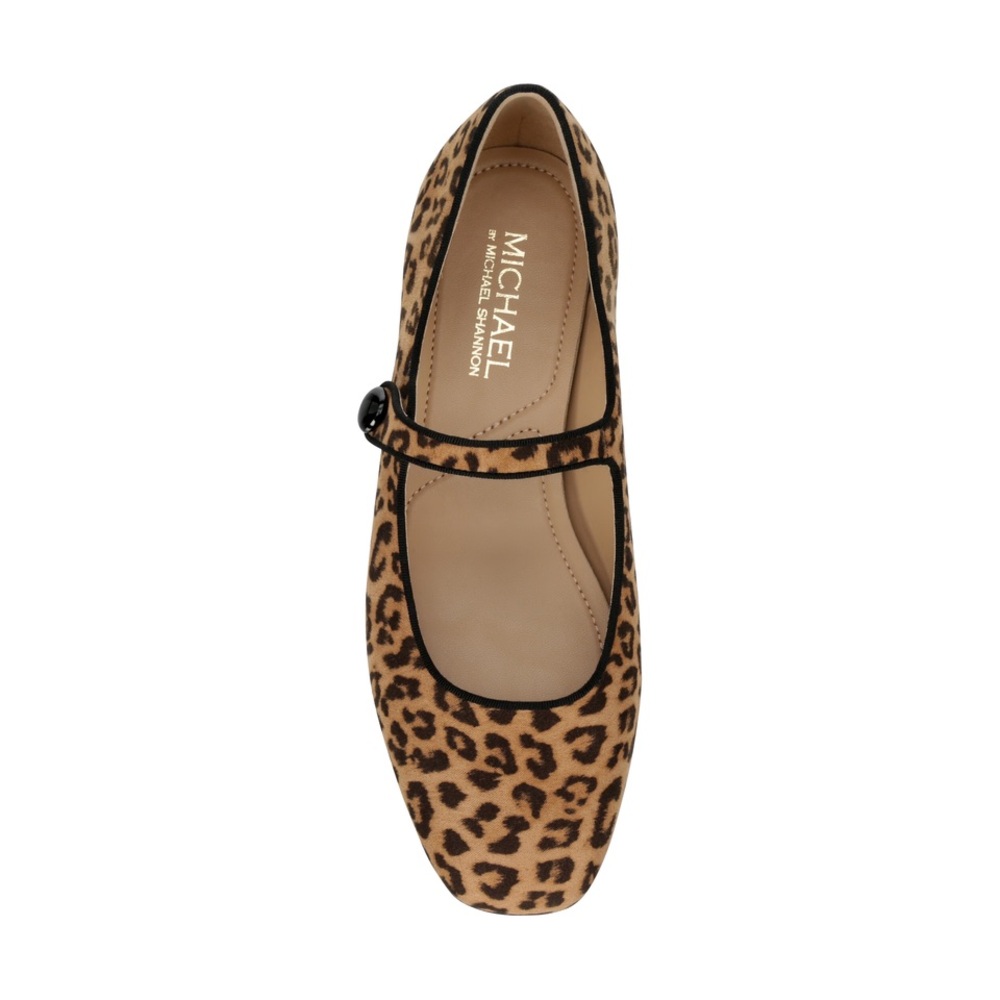 Michael by Michael Shannon Margaret Leopard Print Mary Jane Flat - Brown/Black - Picture 2 of 15